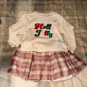 Old Navy Festive Cream and Multicolor Kids Long Sleeve Top